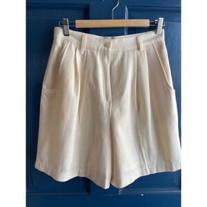Vintage Savannah Ivory Shorts 100% Pure New Wool Pleated High Waist Cream